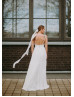 Thin Straps Ivory Chiffon Flowing Summer Wedding Dress Thin Straps Ivory Chiffon Flowing Summer Wedding Dress